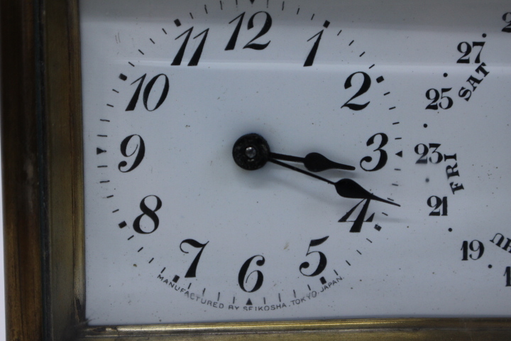 e736 コレクター放出 昭和レトロ 精工舎 時計 カレンダー付 可動品 セイコー 時計 置時計 機械式 手巻き ヴィンテージ アンティーク_画像4