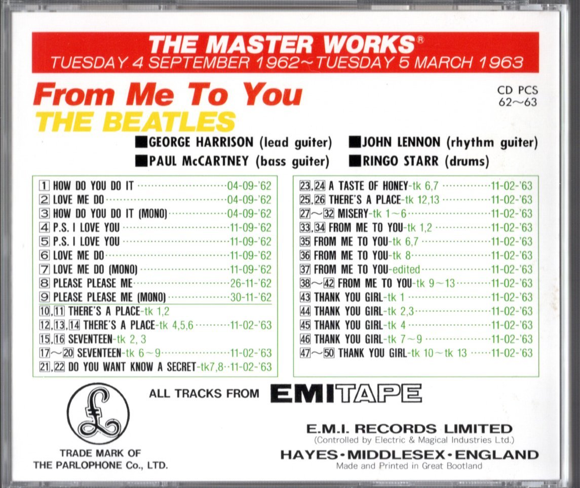 CD【FROM ME TO YOU（MASTER WORKS 1994年製）】Beatles ビートルズ_画像2