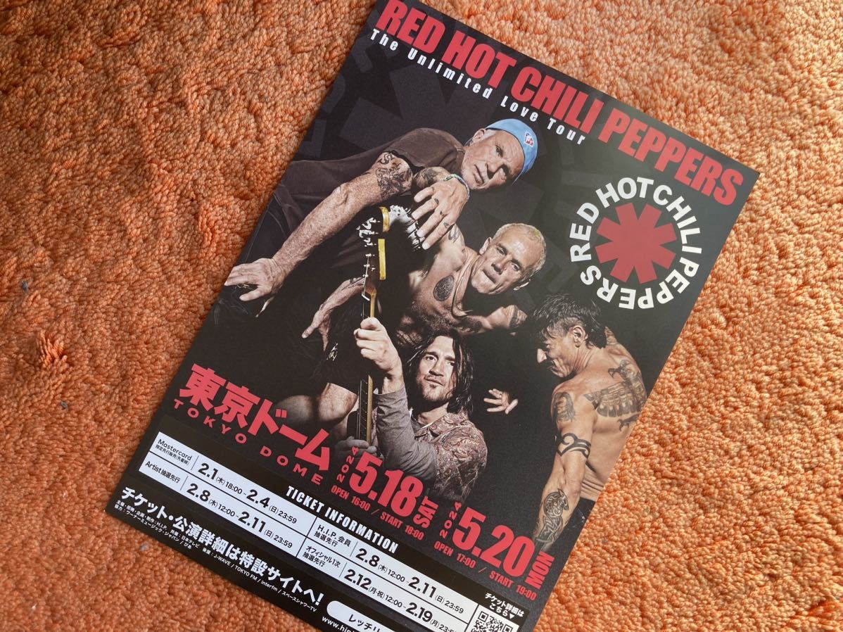 RED HOT CHILI PEPPERS レッド・ホット・チリ・ペッパーズ 来日　フライヤー　チラシ 5月に来日公演決定。東京ドーム2公演