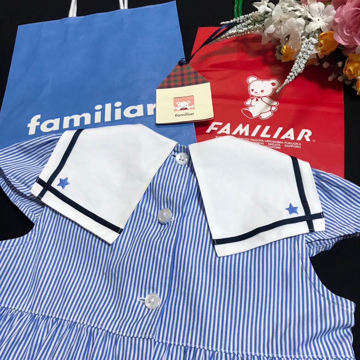 ファミリア♪大人気 セーラー襟とっても可愛いマリン風ワンピース familiar