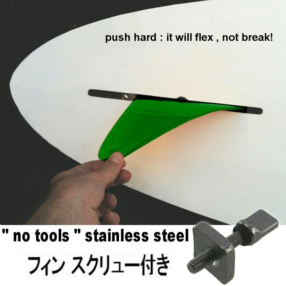 23cm ロングボード センターフィン SOFT ソフト SUP用 パドルボード シングル center fin ネジ付き　ねじ付き + screw 9インチ GREEN ~_画像4