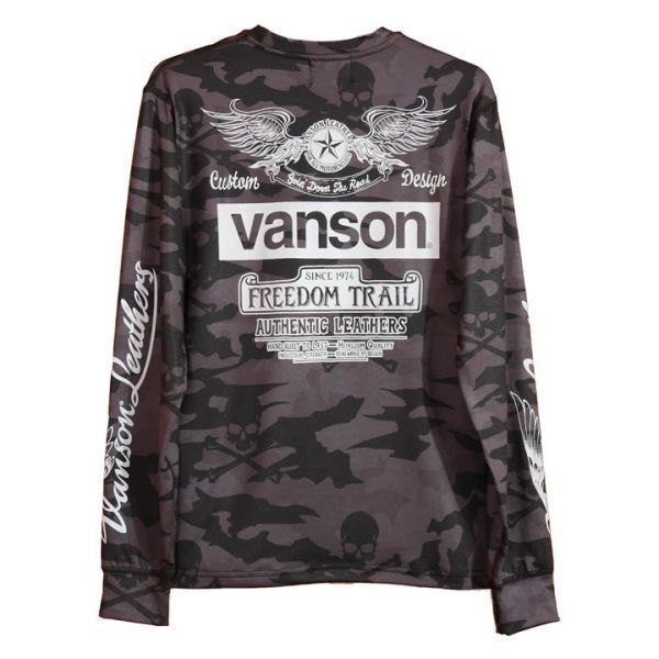 VANSON ドライ長袖Tシャツ ACVL-904 カモフラ【Lサイズ】バンソン 当店別注 吸汗速乾 抗菌防臭 UVカット ハーレー バイカー_画像1