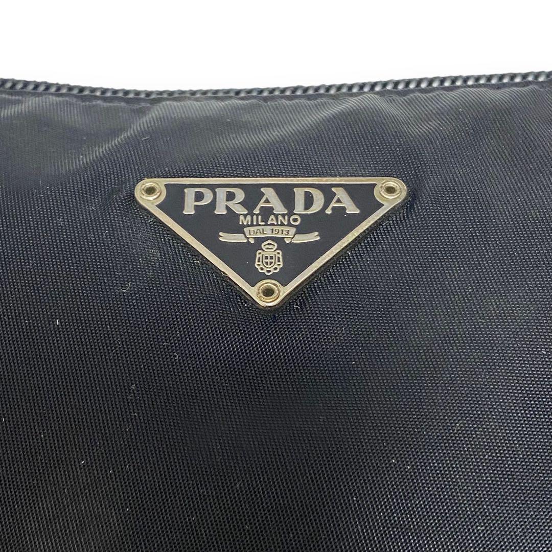 １円●PRADA プラダ●アクセサリーポーチ ハンドバッグ テスートナイロン ブラック 三角ロゴ 黒色 白タグ レディース _画像6