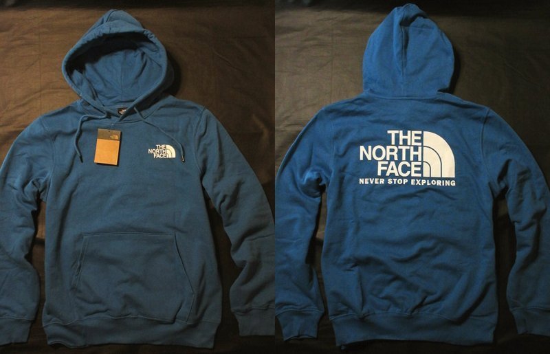 本物正規◆ノースフェイス◆スウェットパーカー THROWBACK NSE■XL■青 BANFF BLUE■新品/アメリカ限定/背面ロゴ/M19/裏起毛
