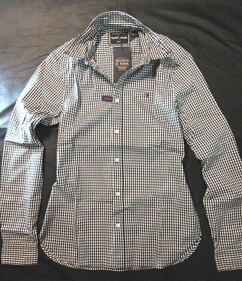 本物正規(guī)◆SCOTCH&SODA スコッチ＆ソーダ◆長袖シャツ/ストレッチ■M■黒白■新品■ギンガムチェック/152152