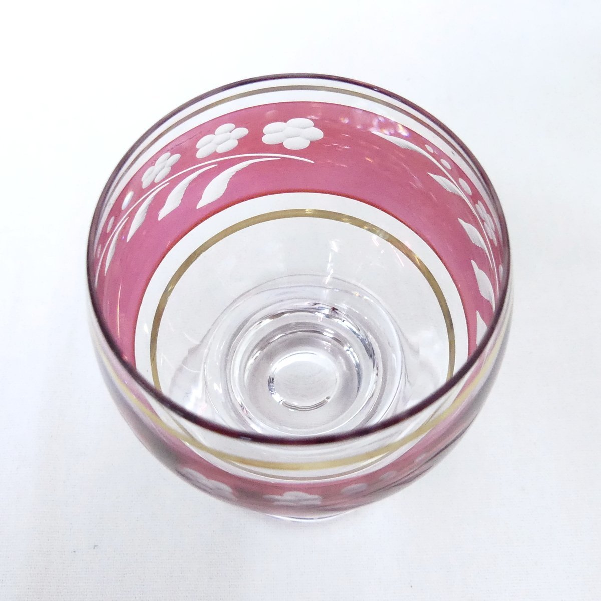 ラスカボヘミア クリスタルガラス 冷酒グラス ペア レッド ブルー ボヘミアングラス 2個セット 美品 /2402C_画像3