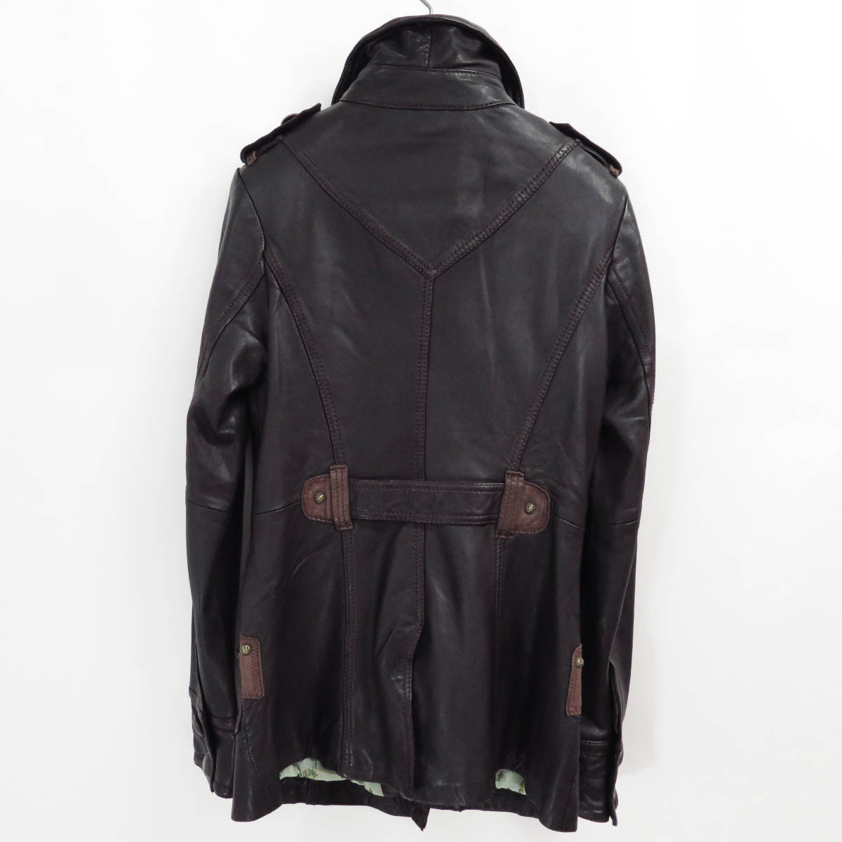ANNA SUI STITCH WORK WIRE TRIM LEATHER MIDDLE TRENCH COAT Anna Sui stitch wire leather middle trench coat jacket 