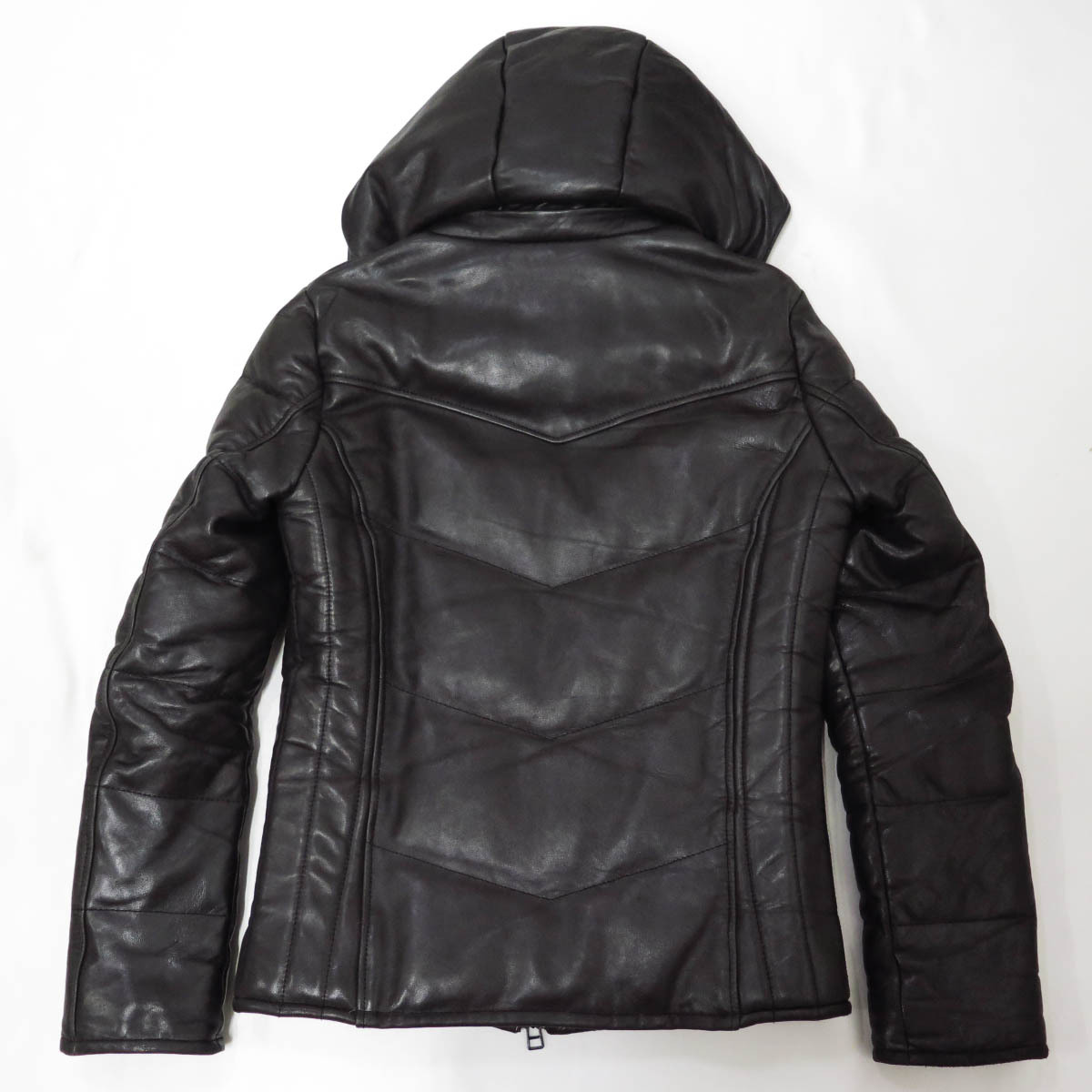 AZ by JUN HASHIMOTO LAMB LEATHER DOWN JACKET エーゼイ バイ ジュンハシモト ラム レザー ライダース ダウン ジャケット_画像2