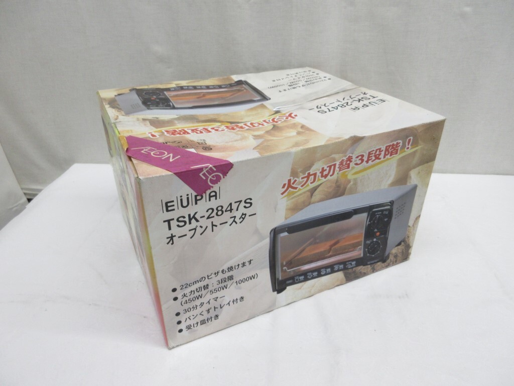 02Y092 【 長期保管・未使用品 】 EUPA オーブントースター (温度調節つき) 品番：TSK-2847S グレー 現状渡しの画像1