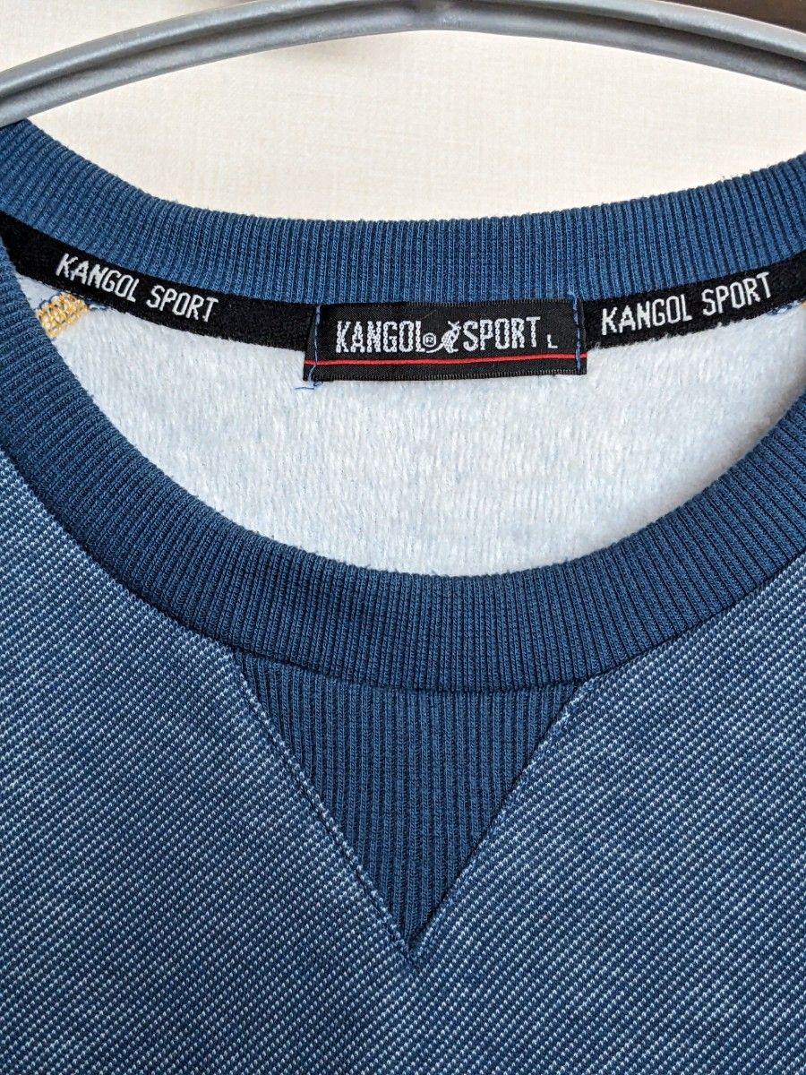 カンゴール メンズ トレーナー 裏ボア スウェット シャツ  クルーネック ブルー ロゴ刺繍 KANGOL SPORT