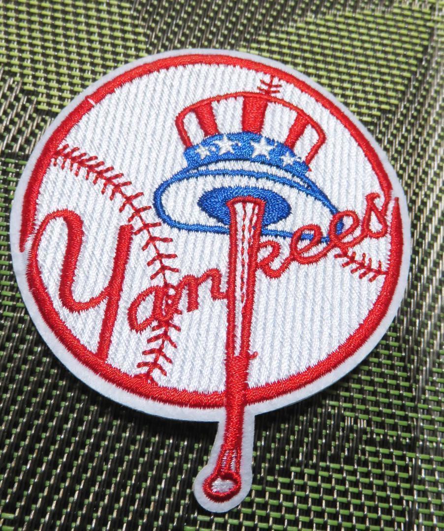 白赤NU帽子型◆激渋MLB ニューヨーク・ヤンキース New York Yankees野球ベースボール刺繍ワッペン激渋◎アメリカ スポーツ メジャーリーグ_画像1