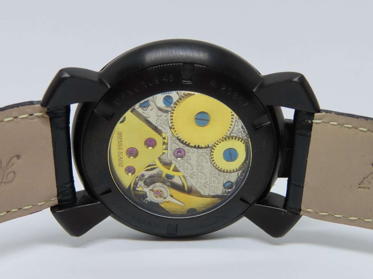 【美品】ガガミラノ マヌアーレ 48mm 5012.02S 手巻き メンズ腕時計の画像5