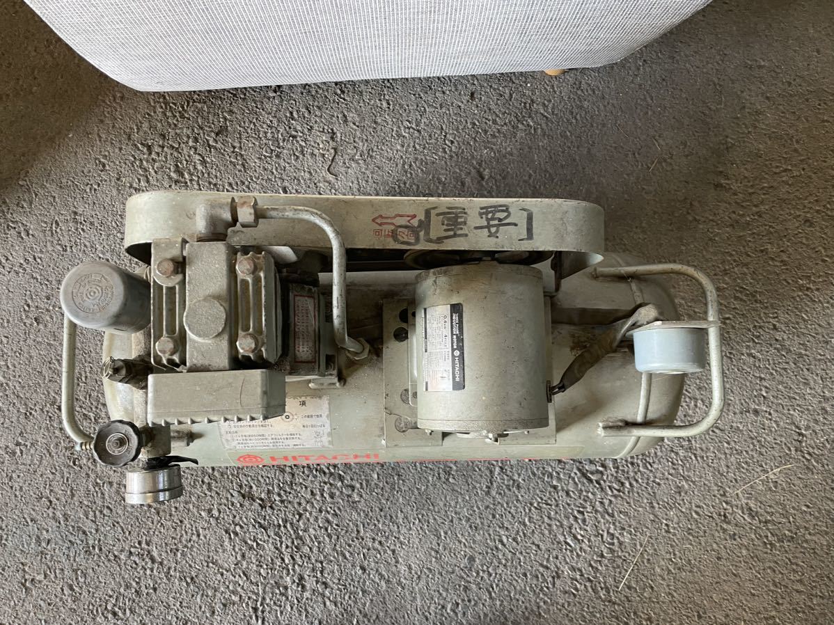 HITACHI Hitachi be Vicon 0.4P-7T compressor three-phase 200V output 0.5 horse power surge tank 38L operation not yet verification therefore junk treatment .! receipt warm welcome!