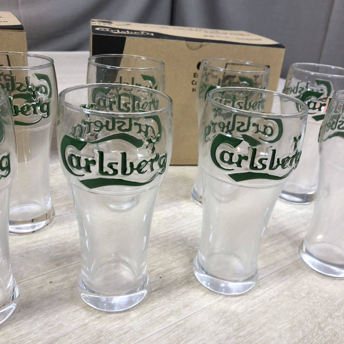 O639】カールスバーグ　エンボスハーフパイントグラス　タンブラー グラス レトロ ビアグラス ビールグラス 285ml 6個×2_画像3