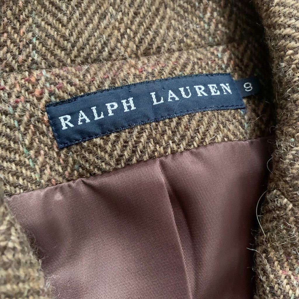 RALPH LAUREN ラルフローレン アルパカ ウール ツイード ジャケット 9 ブラウン_画像4