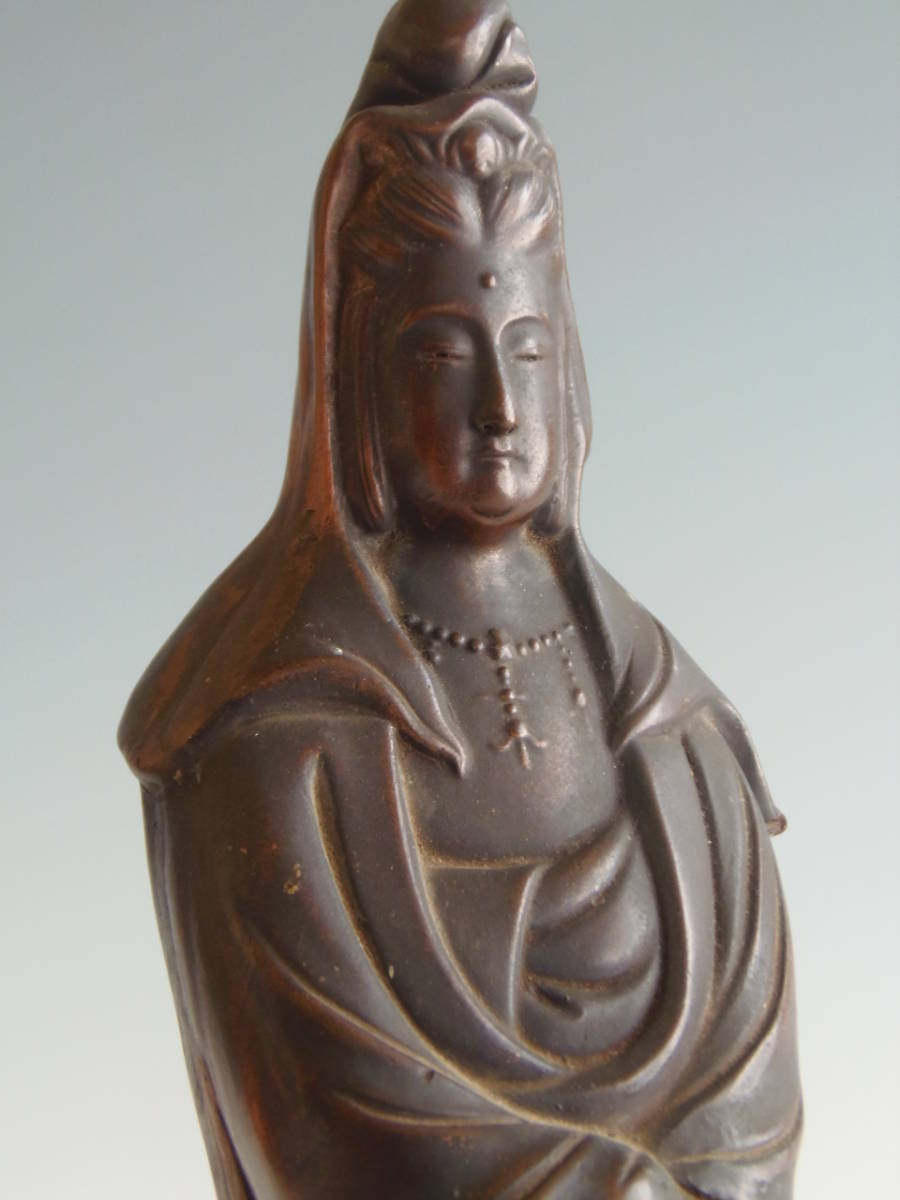  old Bizen . ornament . sound bodhisattva image height 295 Buddhist image ceramics Japanese style ornament Bizen Bizen . old Bizen ornament . sound sama antique goods era 