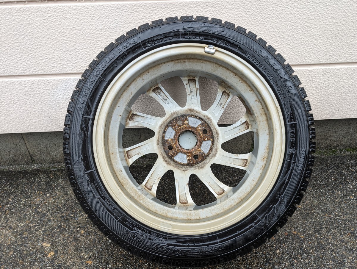 【バリ溝】ダイハツ 純正 アルミホイール 15インチ 15×4.5J 4穴 PCD100+45 TOYO GARIT GIZ 165/55R15 2022年製 4本 タント ウェイク等_画像4