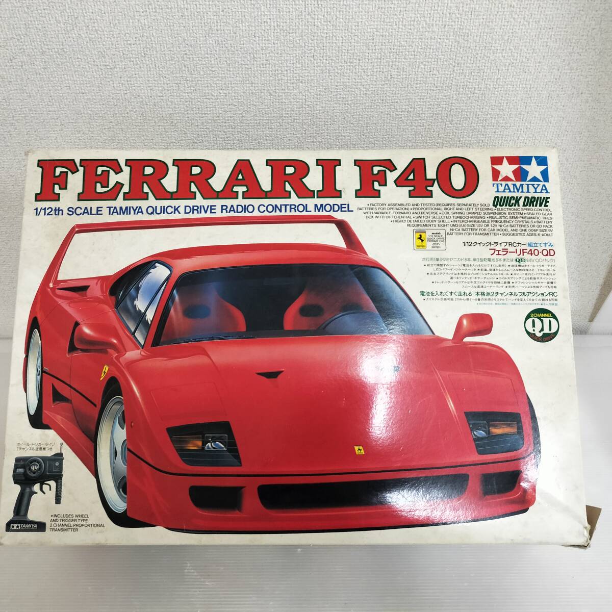 【ジャンク】フェラーリーF40　ラジコン　タミヤ　1/12　クイックドライブ　説明書付　【動作不良】_画像1