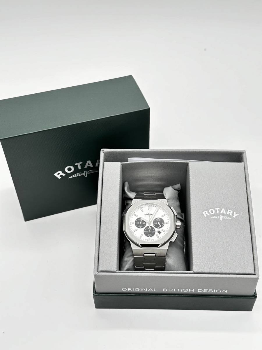 H4014 ROTARY REGENT 腕時計 アナログロータリー リージェント クオーツ メンズ クロノグラフ ROTARY GB05450/59 サンレイシルバー 稼働品の画像9