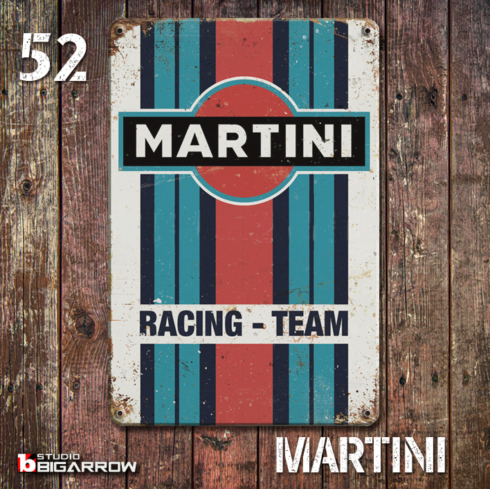 52 ブリキ看板 20×30㎝ MARTINI RACING TEAM マルティニレーシング ガレージ スチール アンティーク アメリカンインテリア 世田谷ベース_画像1