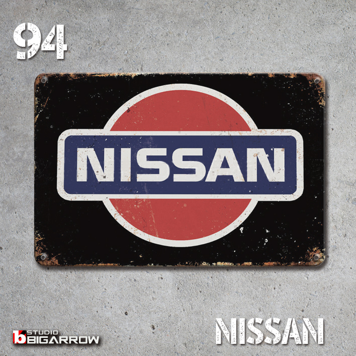 94 ブリキ看板 20×30㎝ NISSAN ニッサン 日産自動車 旧車 ガレージ スチール アンティーク アメリカンインテリア 世田谷ベース_画像3
