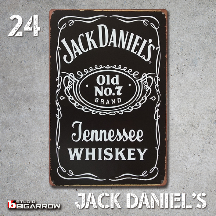 24 ブリキ看板 20×30㎝ JACK DANIEL'S ジャックダニエル ガレージ スチール アンティーク アメリカンインテリア 世田谷ベース_画像3