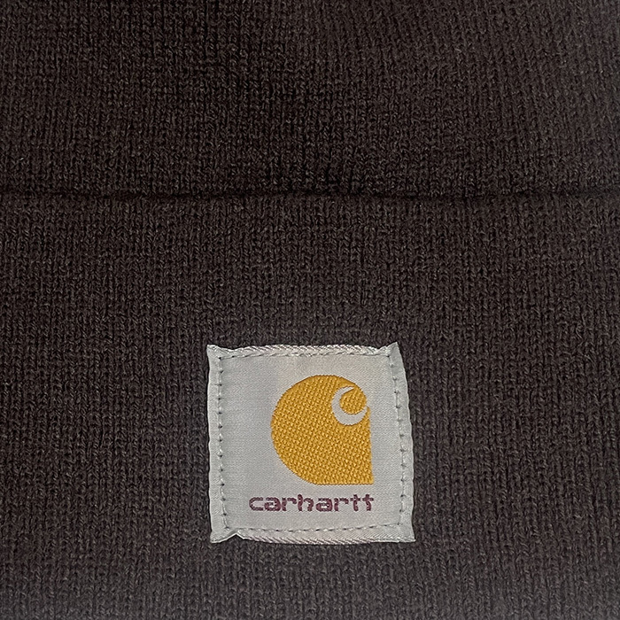 送料無料 CARHARTT カーハート ニットキャップ ダークブラウン USA製 無地 ロゴ 帽子 ワッチ キャップ ストリート アメカジ ミリタリー_画像3