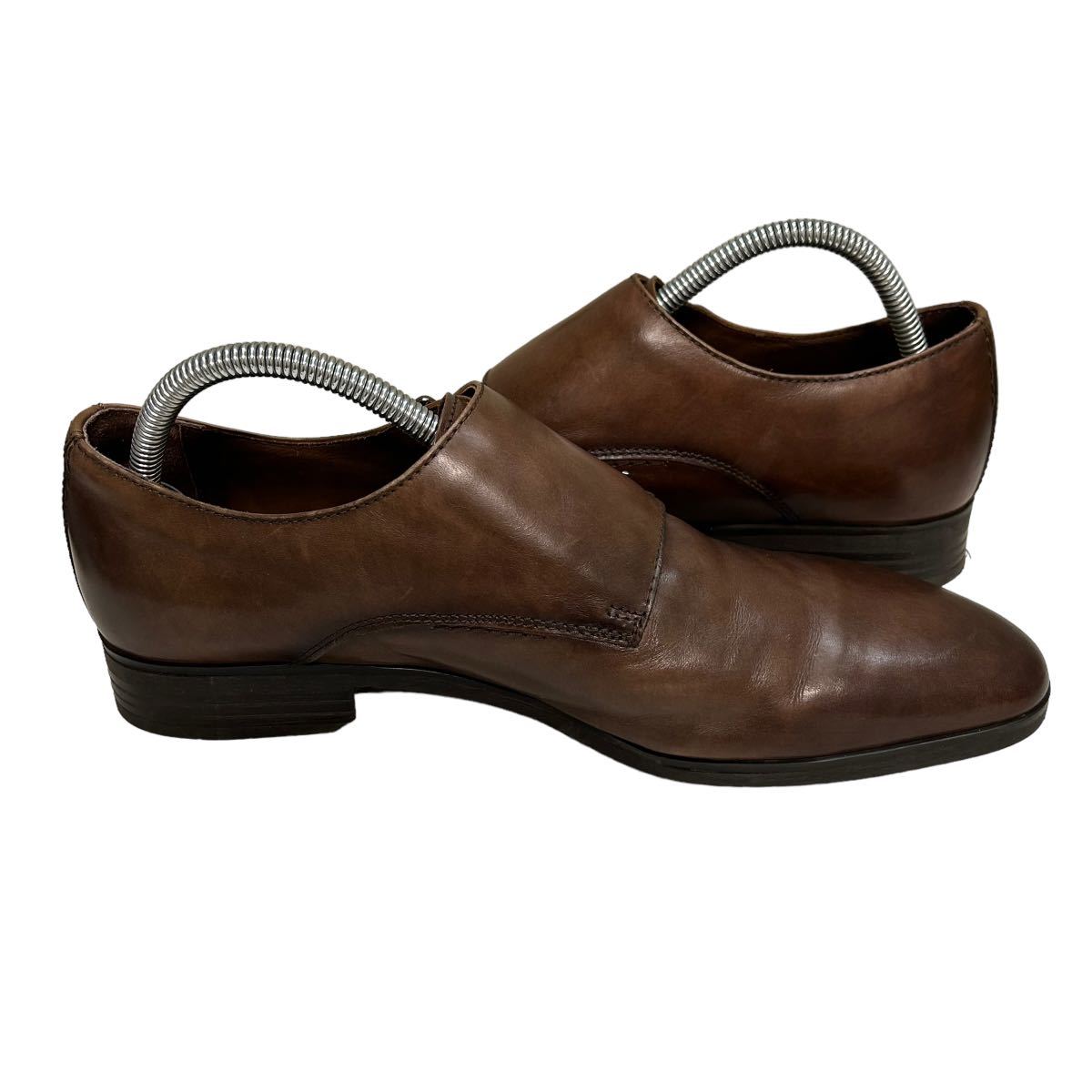 BC466 GIANCARLO MORELLI Jean karuromo rely plain tu double monk strap business shoes 41 approximately 26cm Brown leather 