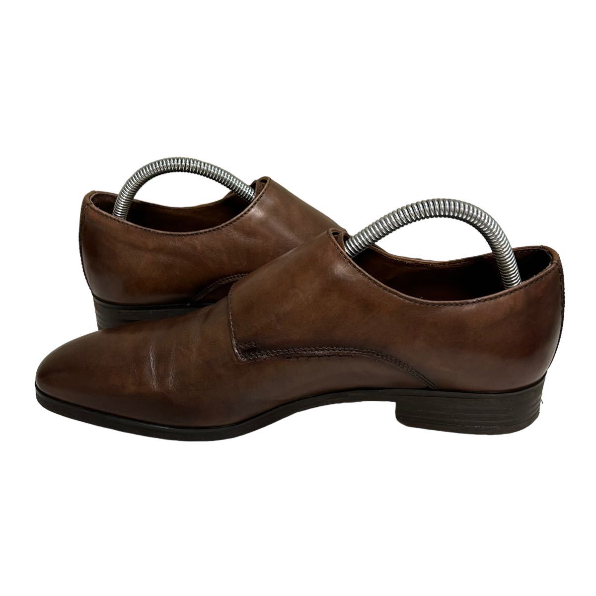 BC466 GIANCARLO MORELLI Jean karuromo rely plain tu double monk strap business shoes 41 approximately 26cm Brown leather 