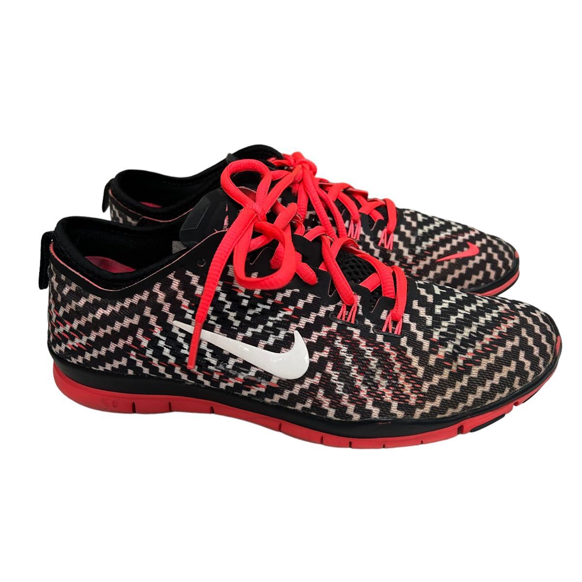 BC704 NIKE ナイキ FREE 5.0 TR FIT PRT フリーフィット629832-005 レディース スニーカー US7.5 24.5cm ブラック ホワイト_画像3