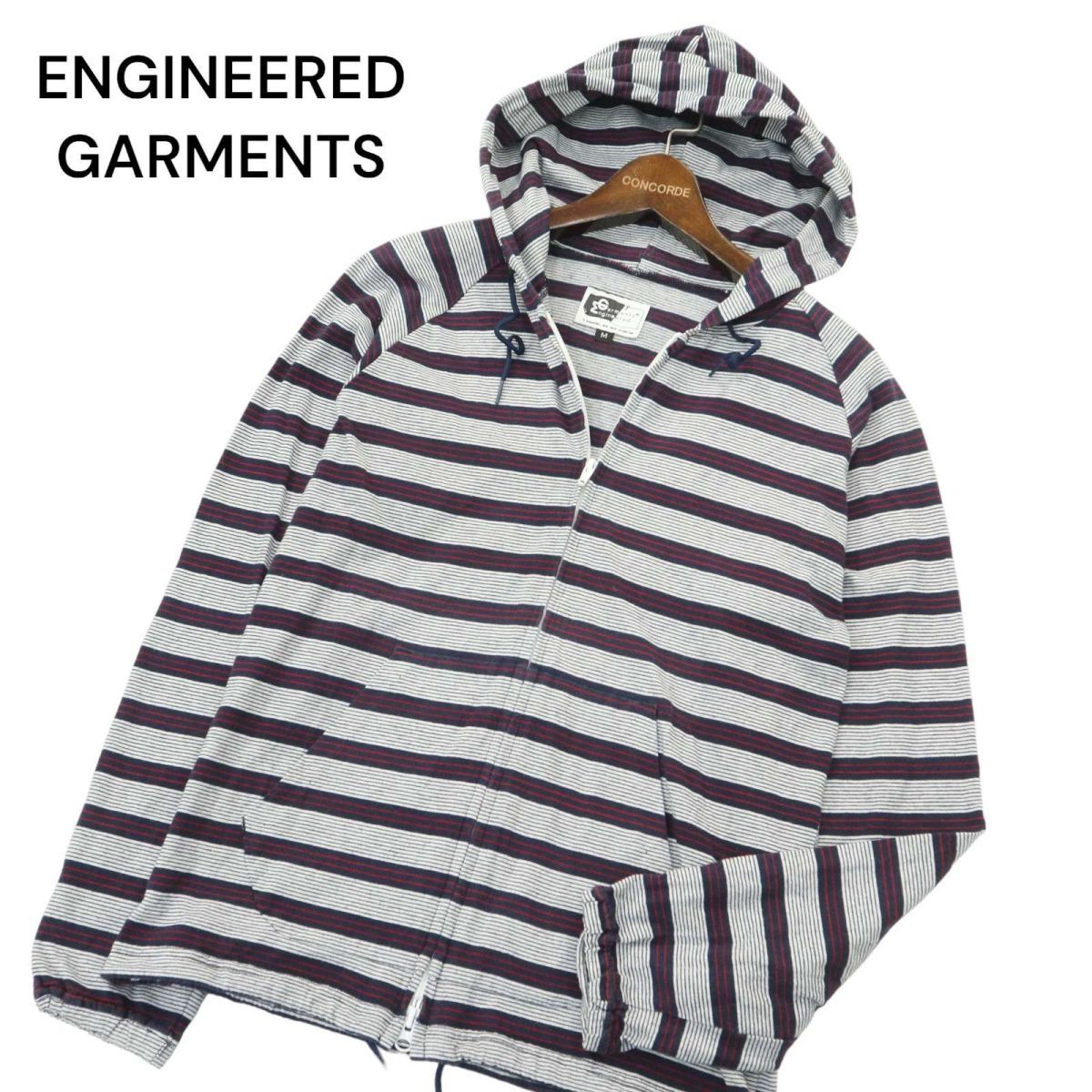 USA製★ ENGINEERED GARMENTS エンジニアードガーメンツ 通年 ボーダー★ ダブルジップ パーカー Sz.M　メンズ　A4T01033_2#O_画像1