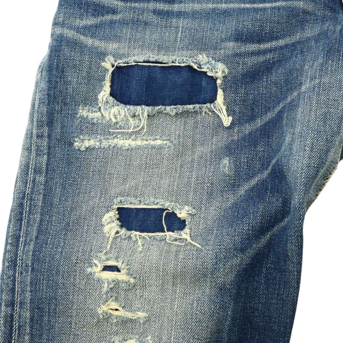 EDWIN エドウィン 5032 Regular NARROW★ クラッシュ&リペア加工 ストレッチ ナロー デニム パンツ ジーンズ Sz.29　メンズ　A4B00936_2#R_画像8