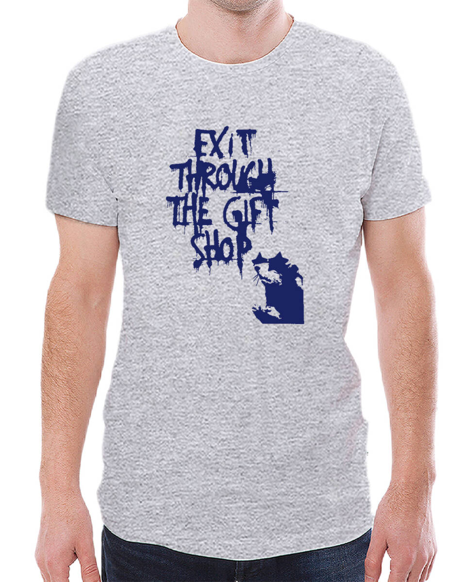 【6oz】【L】Banksy Exit AR【グレー-紺】LARGE/ GILDAN男女兼用/2171 売_画像1