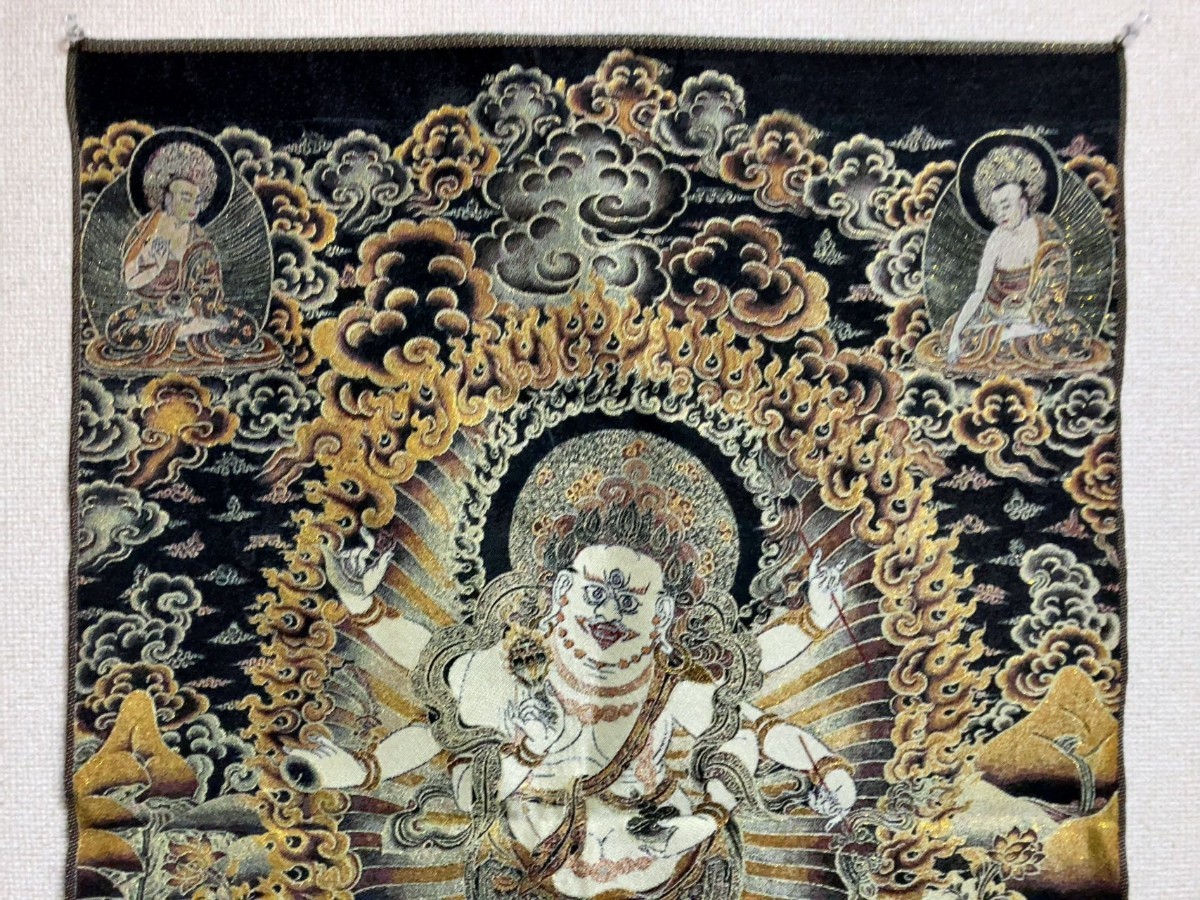 タンカ刺繍　大黒天　金糸刺繍／曼荼羅　タンカ　仏教　チベット密教　チベット　仏教美術　チベット仏教　仏画_画像3