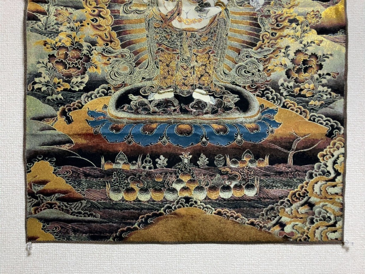タンカ刺繍　大黒天　金糸刺繍／曼荼羅　タンカ　仏教　チベット密教　チベット　仏教美術　チベット仏教　仏画_画像4
