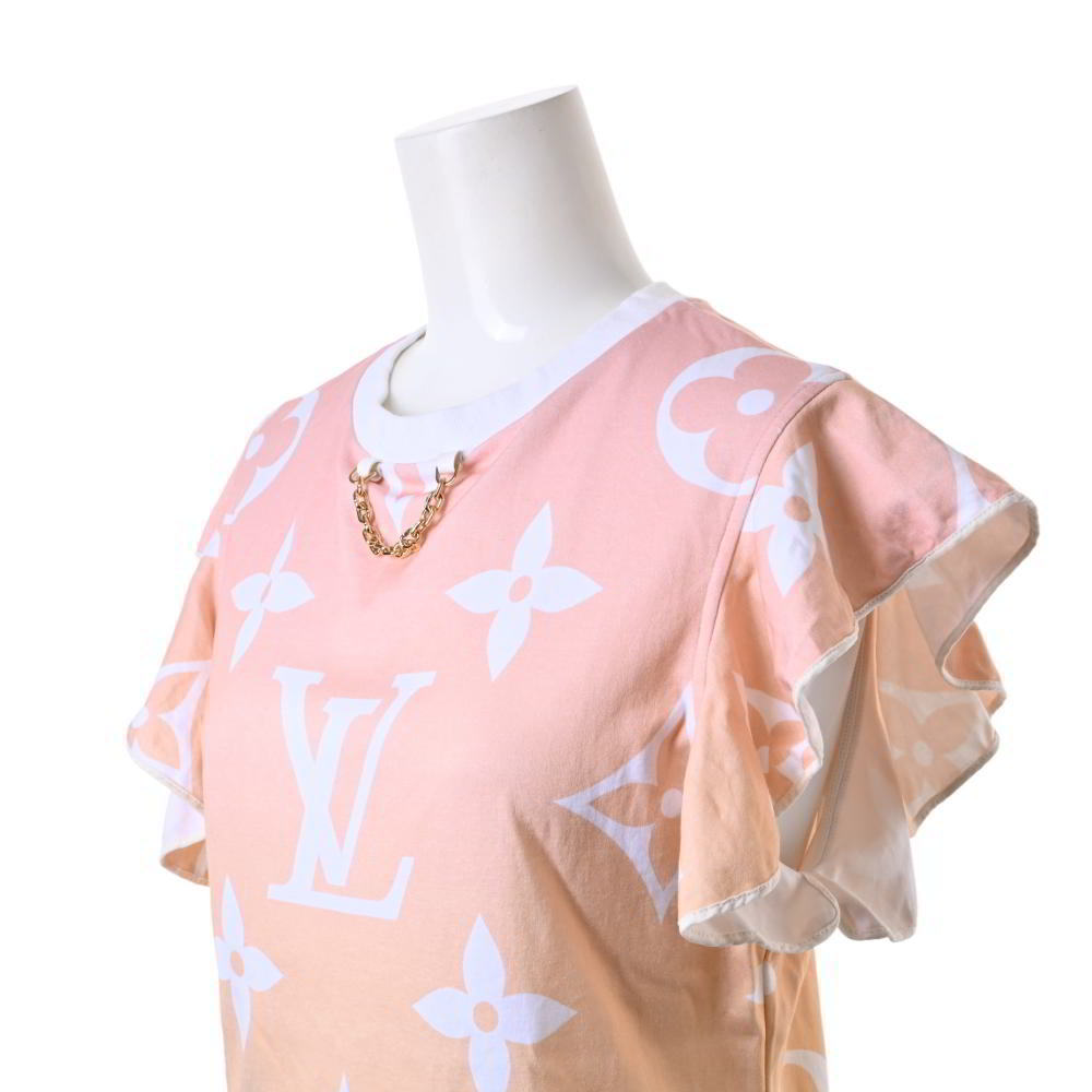 LOUIS VUITTON グラデーションモノグラム チェーンネック Tシャツ S ピンク ルイヴィトン KL4BUQ2C25_画像4