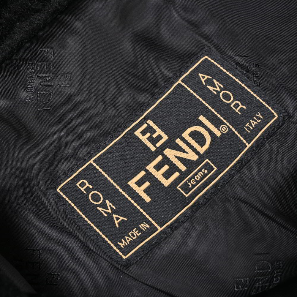 美品 FENDI ヴィンテージ ロゴライン フェイクファー ジャケット 40 ブラック フェンディ KL4BPLKC35_画像9