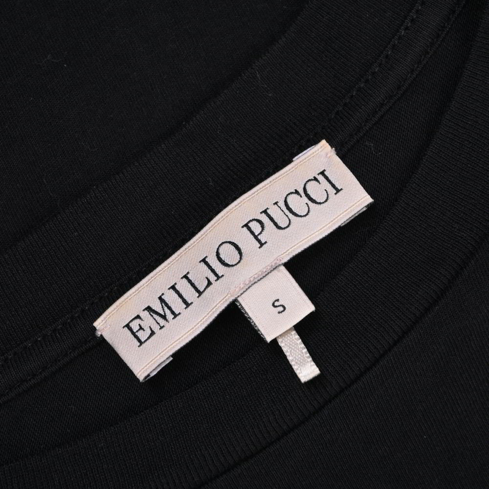 美品 EMILIO PUCCI ラメプリント コットン Tシャツ S ブラック エミリオプッチ KL4BULKH28_画像9