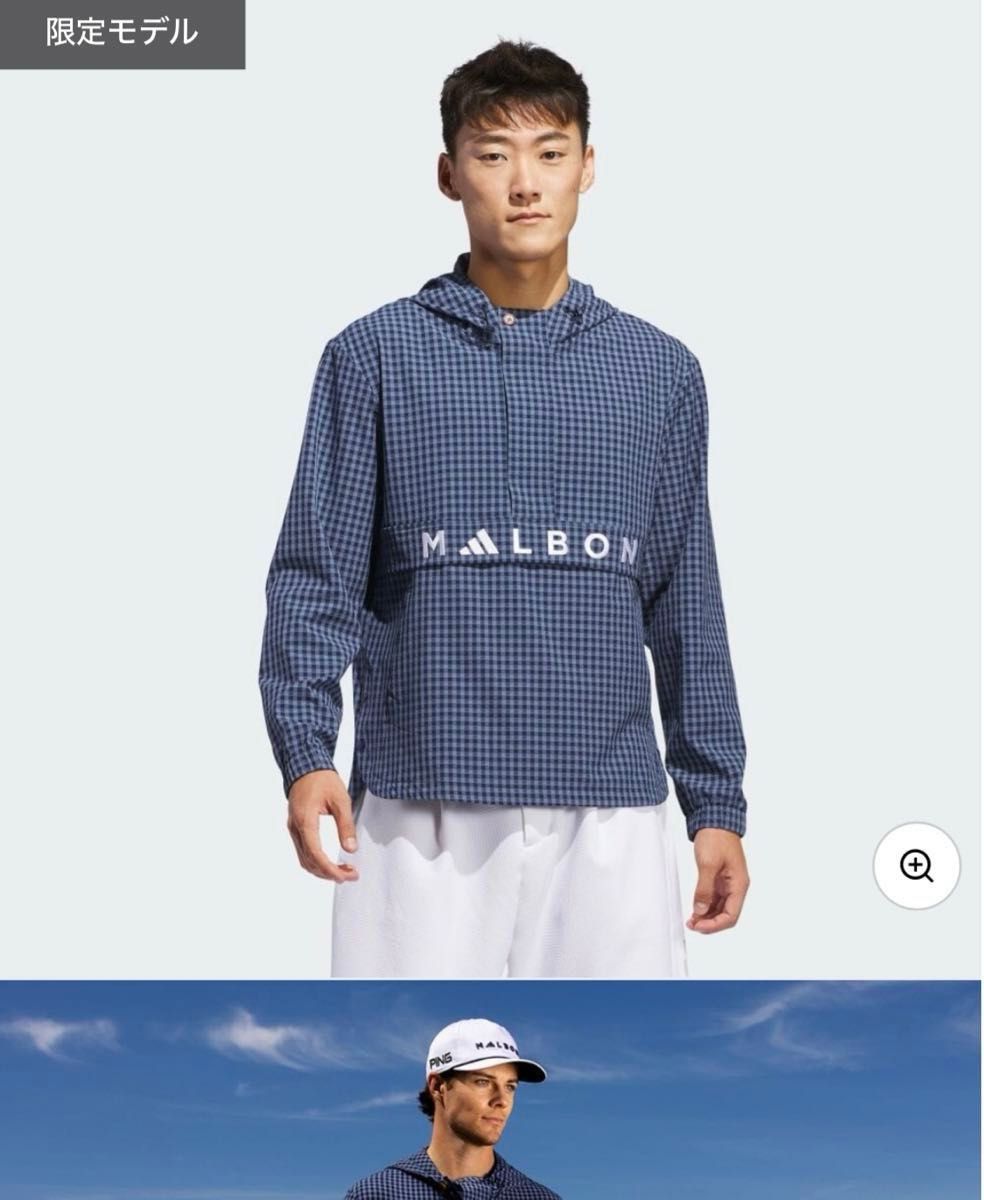 メンズゴルフ　MALBON ×adidasコラボギンガムチェック