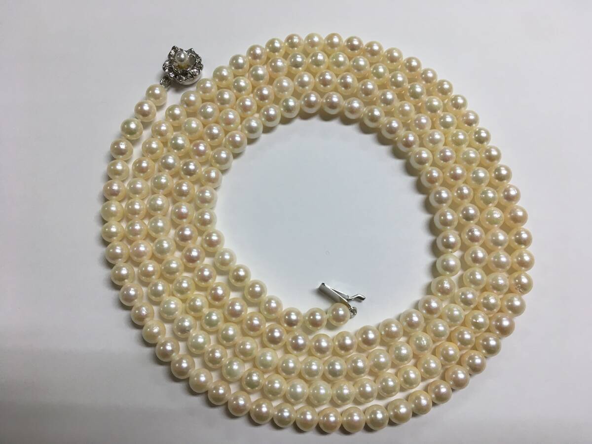 流行 真珠 パール ロング 美品 ネックレス 約70g 総重量 約125cm 約6mm