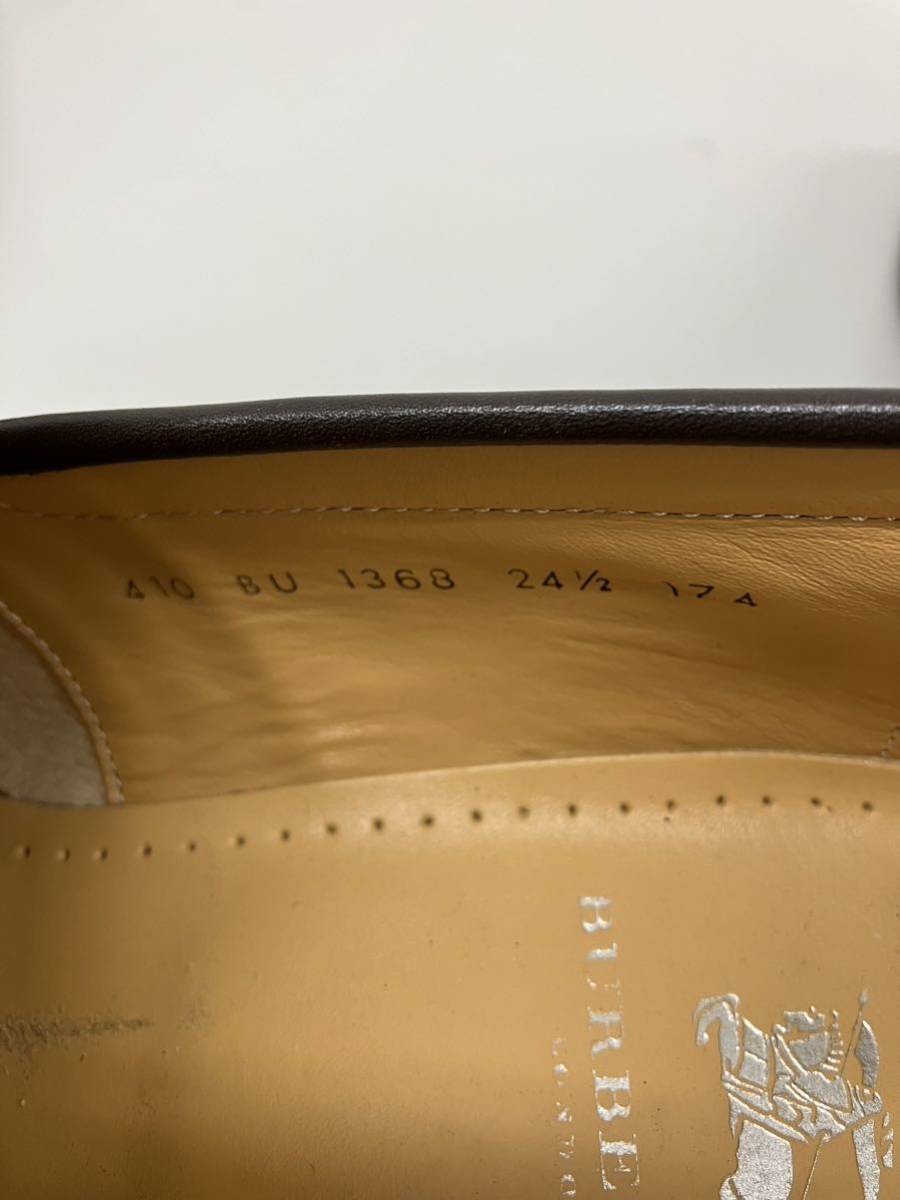 1円〜BURBERRY バーバリー 上質 レザー 本革 紳士 靴 スニーカー ローファー BU 1368 24 1/2 174ビジネスシューズ 売り切り_画像5