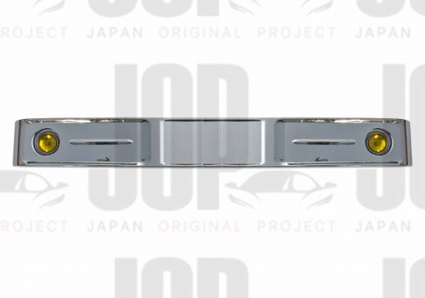 4t ワイド レトロ オバQ メッキ バンパー イエロー フォグ 付き 汎用 3分割 バス バンパー 4トン WIDE 新品 小型 H270mm W2300mmの画像1