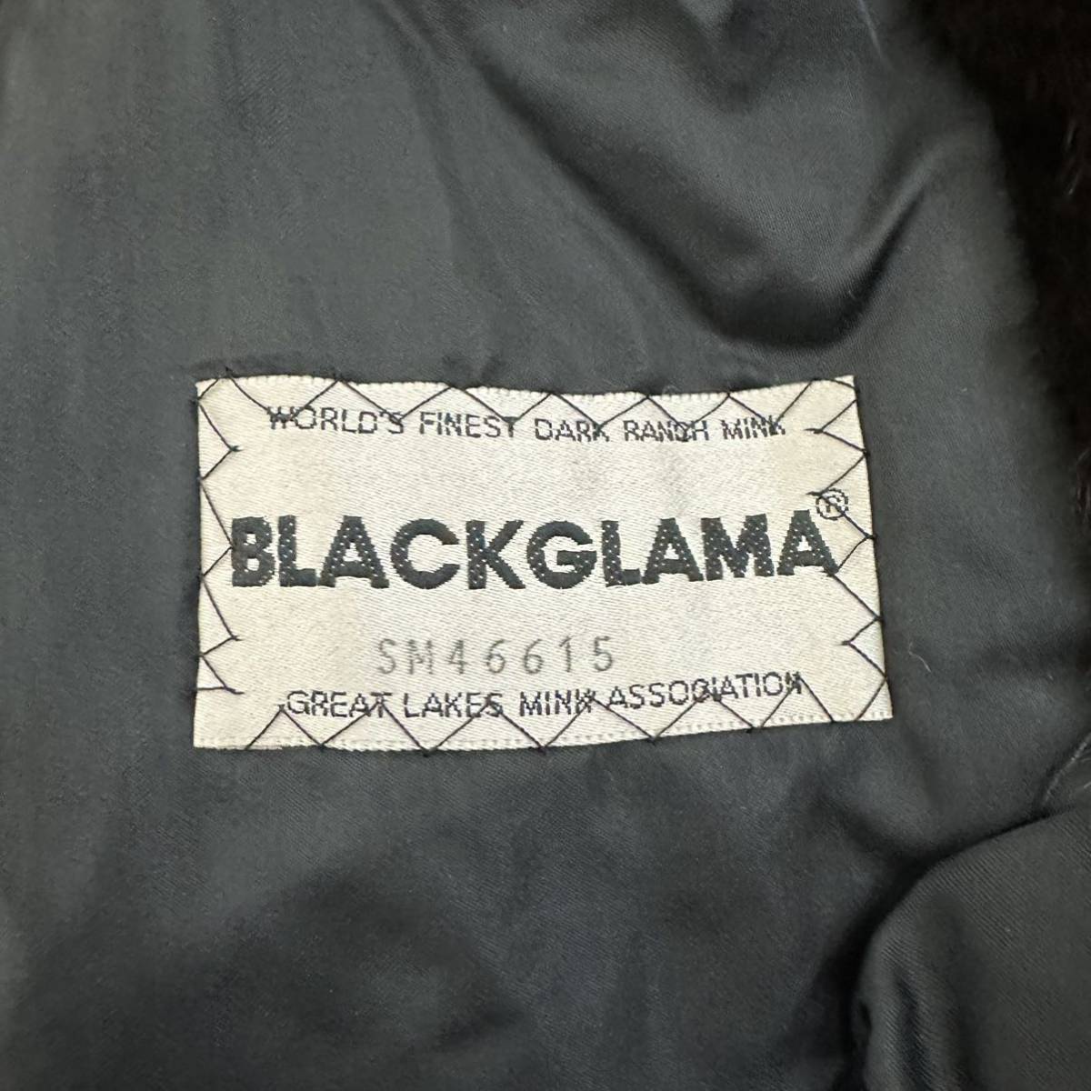 【貂商】h2114 BLACKGLAMA ブラックグラマミンク フード付き デザインコート セミロング ミンクコート 貂皮 mink身丈 約95cm_画像9