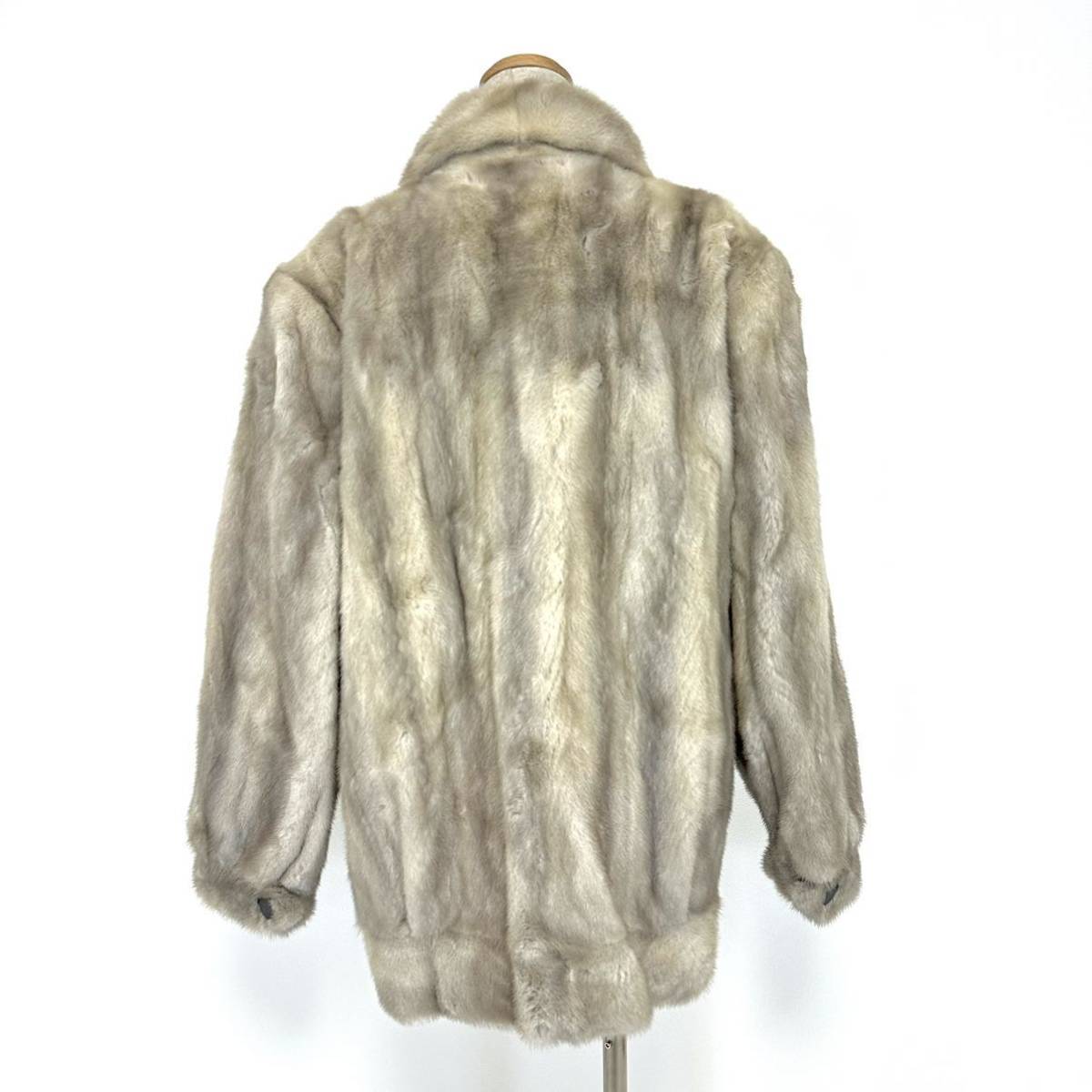 【貂商】h2402 メンズ サファイアミンク ハーフコート デザインコート セミロング ミンクコート 貂皮 mink身丈 約70cm_画像3