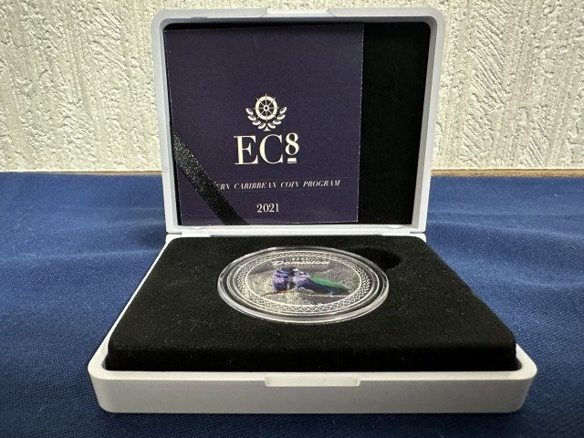 スポーツストア 31.1g カラー銀貨 1OZ シセロ・オウム ドミニカ 2021 プルーフ銀貨 美品 中古 SILVER 999 銀