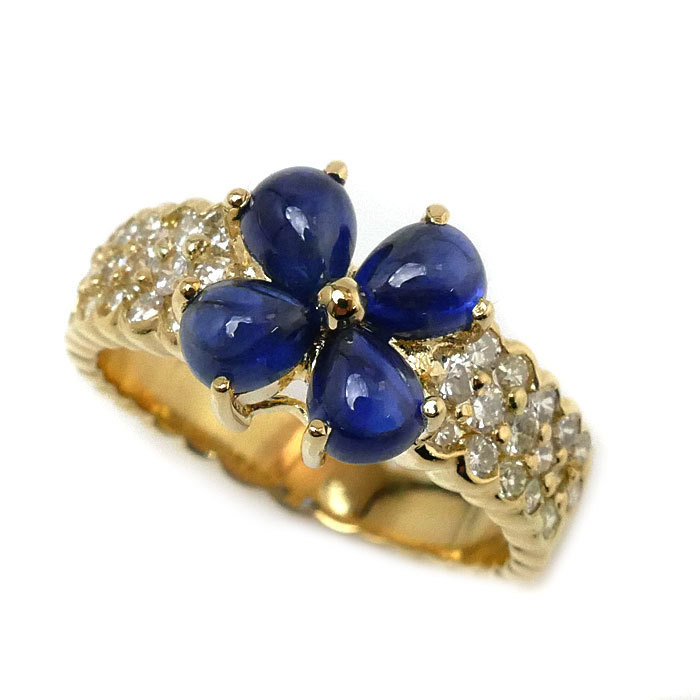 新しいスタイル サファイア2.37ct リング・指輪 K18YG ポンテヴェキオ Vecchio Ponte ダイヤモンド0.62ct 美品 中古 レディース 5.9g 12号 ポンテヴェキオ