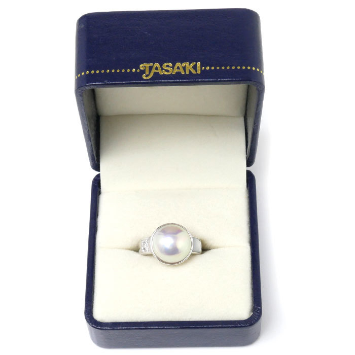 TASAKI タサキ K18WG ホワイトゴールド マベパール リング・指輪 ダイヤモンド0.05ct 10号 7.2g レディース 中古 美品_画像8