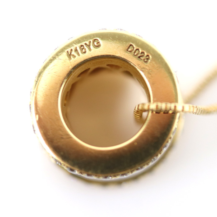 K18YG желтое золото колье венецианский бриллиант 0.23ct 4.1g ~45cm свободный цепь женский б/у 