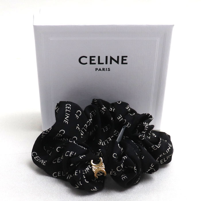 CELINE セリーヌ シルク トリオンフ ヘアアクセサリー シュシュ 46Y352SIB 35OB レディース 中古 極美品_画像5