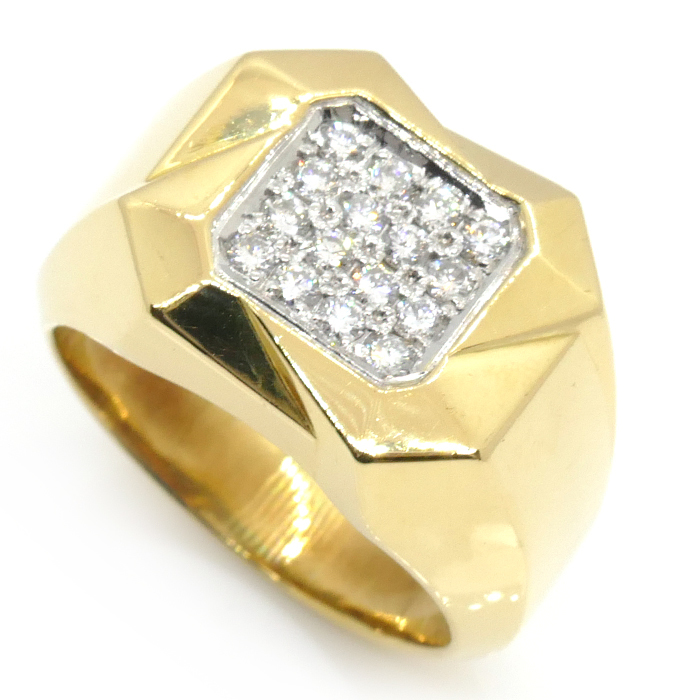 全品送料0円 23号 ダイヤモンド0.51ct リング・指輪 K18YG/Pt900 13.0g 中古 メンズ ゴールド
